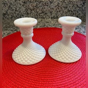 🔥Vintage Westmoreland English hobnail milk glass candlesticks